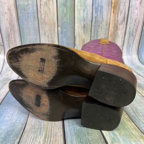 McClintock Heritage Collection Cowboy Boots Rough Suede Purple Shaft Size 9 - Picture 4 of 10